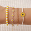 Hawaiian Vacation Daisy Flower Pendant Anklet and Bracelet Set - Enamel Beaded Design