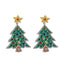 1 Pair Classic Cartoon Christmas Tree Rhinestone Drop Earrings