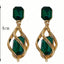 1 Pair Vintage Emerald Green Gemstone Square Alloy Rhinestone Women's Earrings