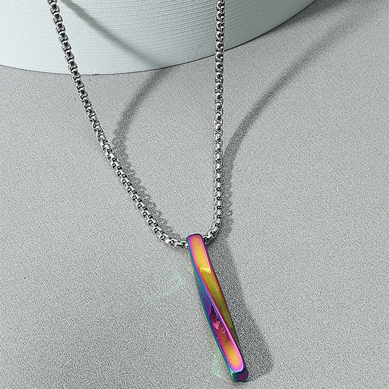 Three-Dimensional Pillar Stainless Steel Pendant Necklace