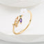 Fashion Oval Flower Zircon Inlay Adjustable Copper Ring for Women