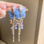 Sweet Heart Crystal Tassel Drop Earrings for Women