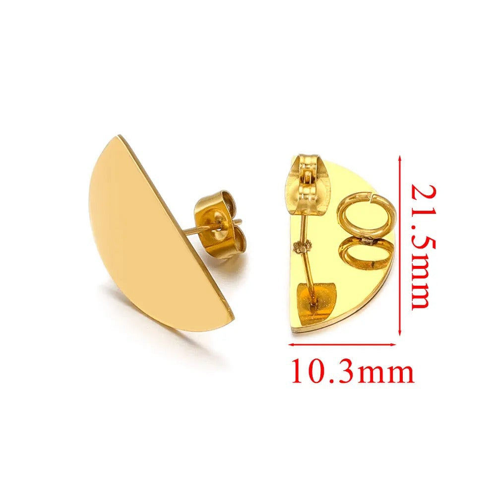 10 PCS Gold Plated Geometric Earring Findings Stainless Steel Oval Fan-Shaped DIY Earring Studs and Pendants