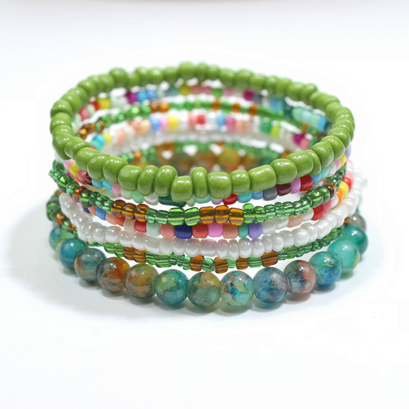 Bohemian Multi-layer Crystal Glass Beaded Bracelet for Women