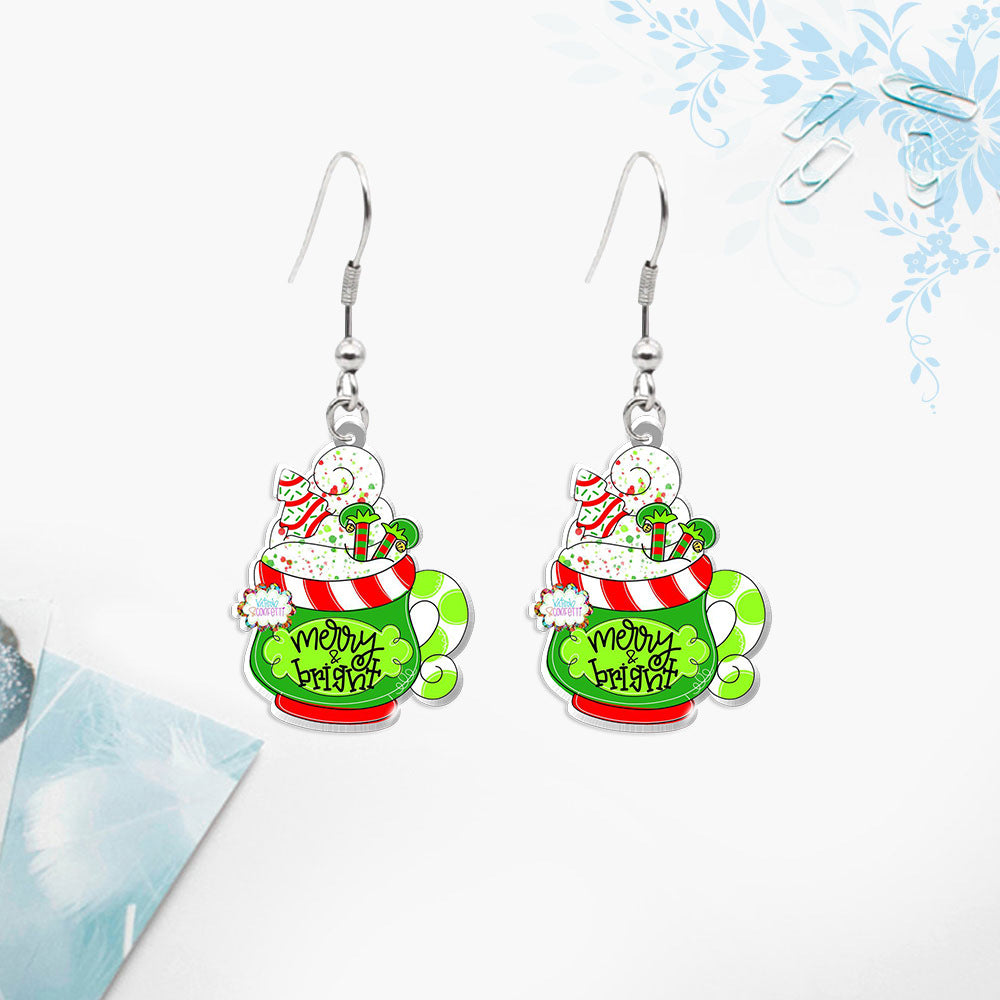 Cute Grinch Christmas Tree Stainless Steel Earrings 1 Pair