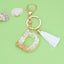 Fashion Letter Tassel Alloy Epoxy Crystal Keychain Pendant