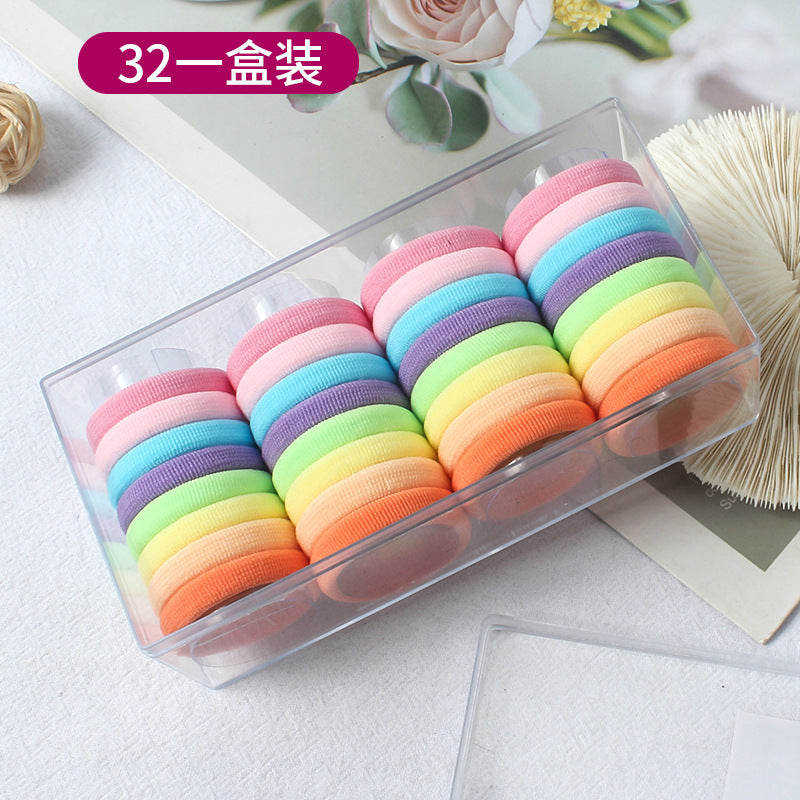 Fashion Circle Solid Color Hair Tie Set - Flocking Rubber Bands for Ponytails and Student Accessories