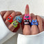 Sweet Solid Color Resin Candy Rings for Women