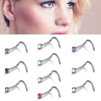 Geometric Stainless Steel Multi-Color Nose Studs