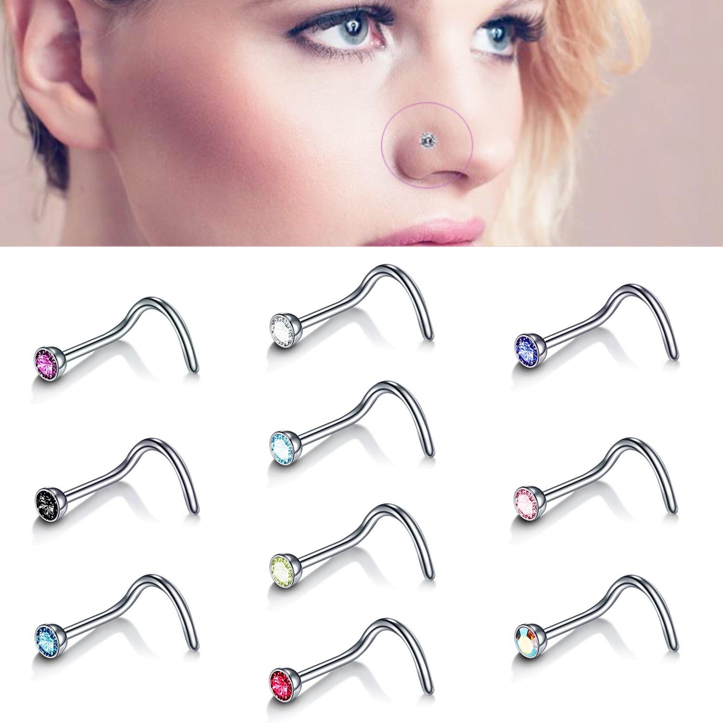 Fashion Geometric Stainless Steel Plating Nose Studs