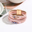 Simple Bohemian PU Leather Bracelet with Artificial Diamond and Magnetic Clasp