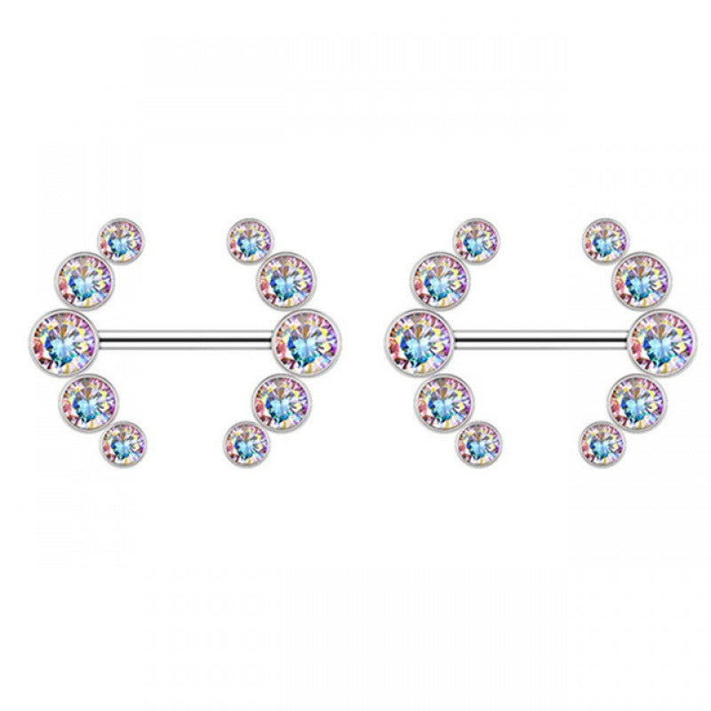 1 Piece Nipple Rings & Studs Punk Cool Style Water Droplets 316L Stainless Steel  Copper Inlay Zircon White Gold Plated Nipple Rings & Studs