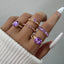 Simple Style Zircon Inlay Zinc Alloy Women's Gemstone Ring Set