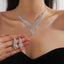 Elegant Rhinestone Inlay Bridal Jewelry Set - Necklace and Earrings