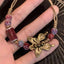 Retro Geometric Alloy Elephant Pendant Bracelet with Colored Beads and Natural Stone