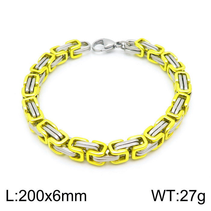 Hip-Hop Geometric Titanium Steel Unisex Bracelet and Necklace Set