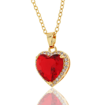 Sweet Heart Shaped Gold Plated Zircon Pendant Necklace