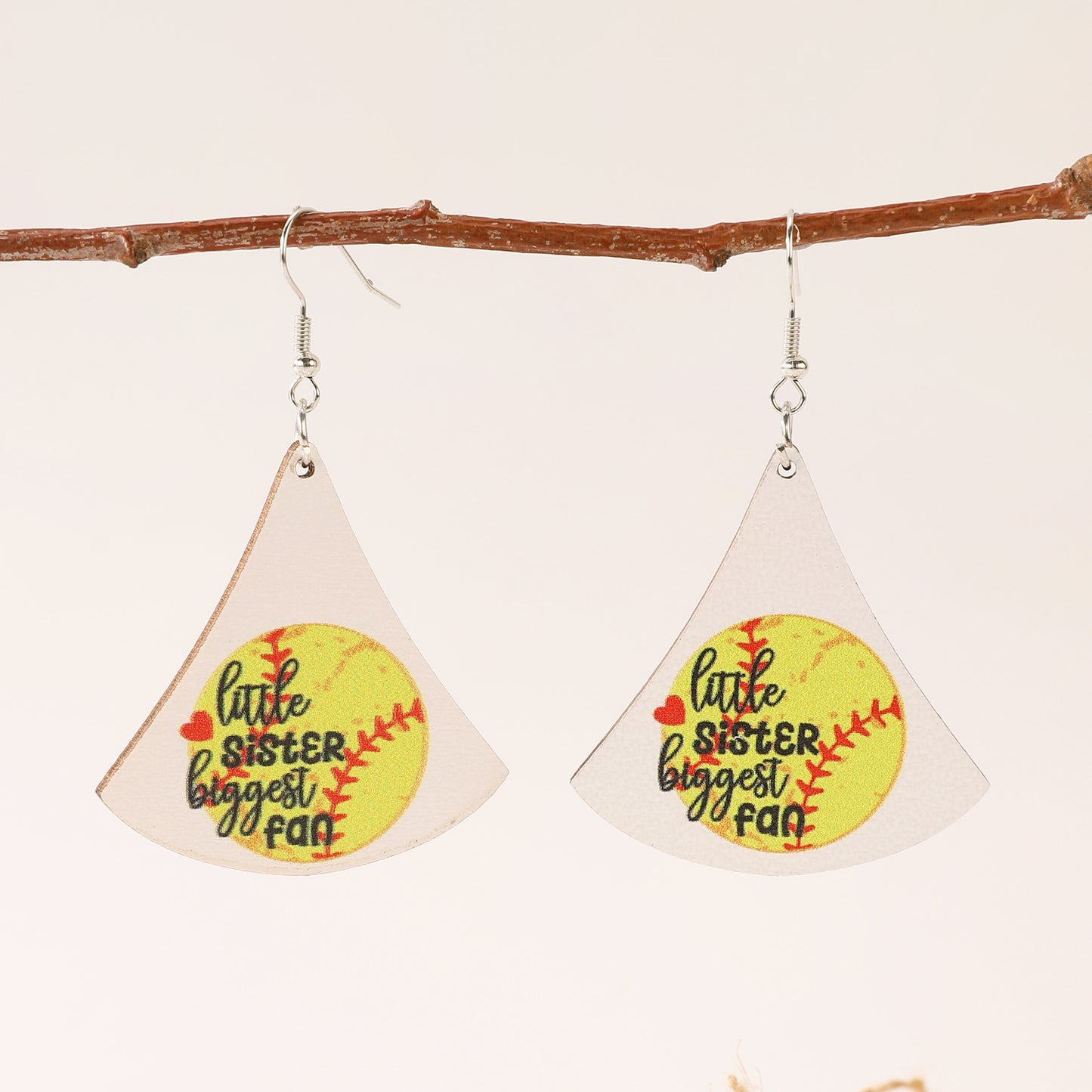 Pair of Casual Sports Letter Print Wood Drop Earrings - Basketball & Football Design