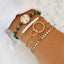 European American Fashion Circle Tassel Beaded Bracelet Set - White & Green Contrast