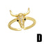 Artistic Heart Shape Zircon Inlay 18K Gold Plated Open Ring with Winged Bull Head Design