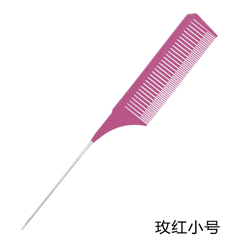 Simple Solid Color ABS Hair Comb with Steel Needle Tip for Salon and Dyeing