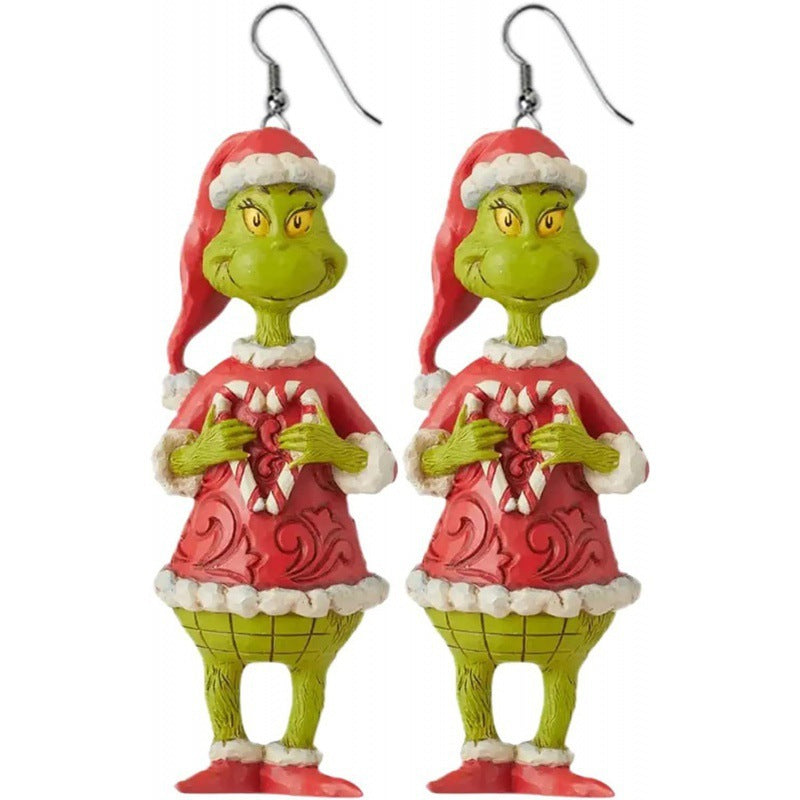 Cartoon Character Grinch Christmas Acrylic Drop Earrings