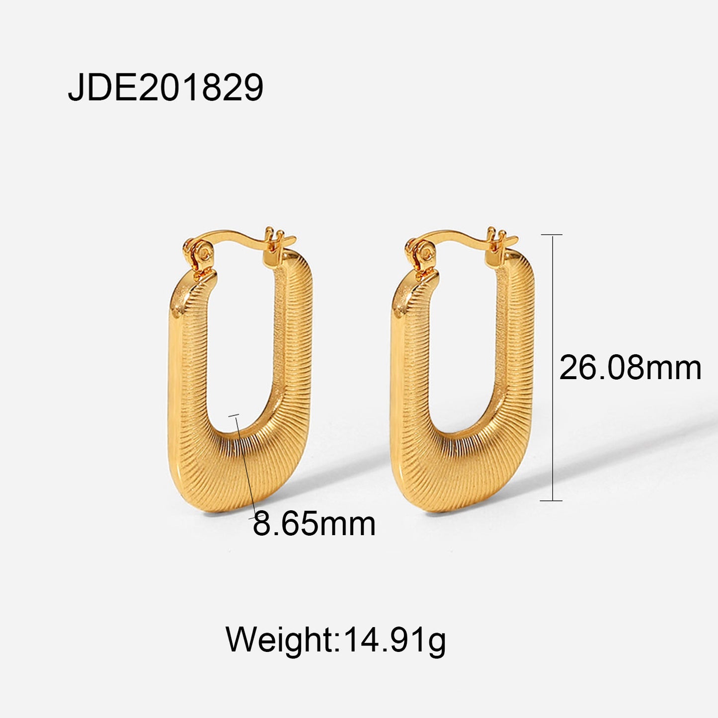 Simple 18K Gold Titanium Steel Geometric Hoop Earrings for Women