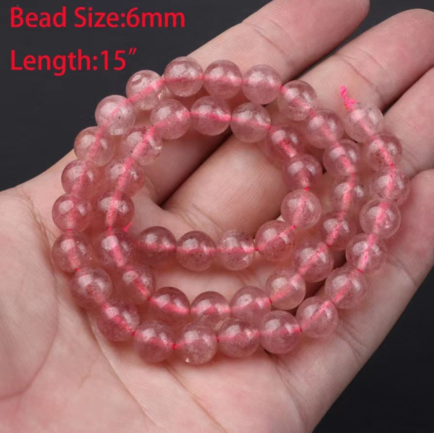 Strawberry Quartz Natural Stone Round Beads for DIY Jewelry Making Accessories