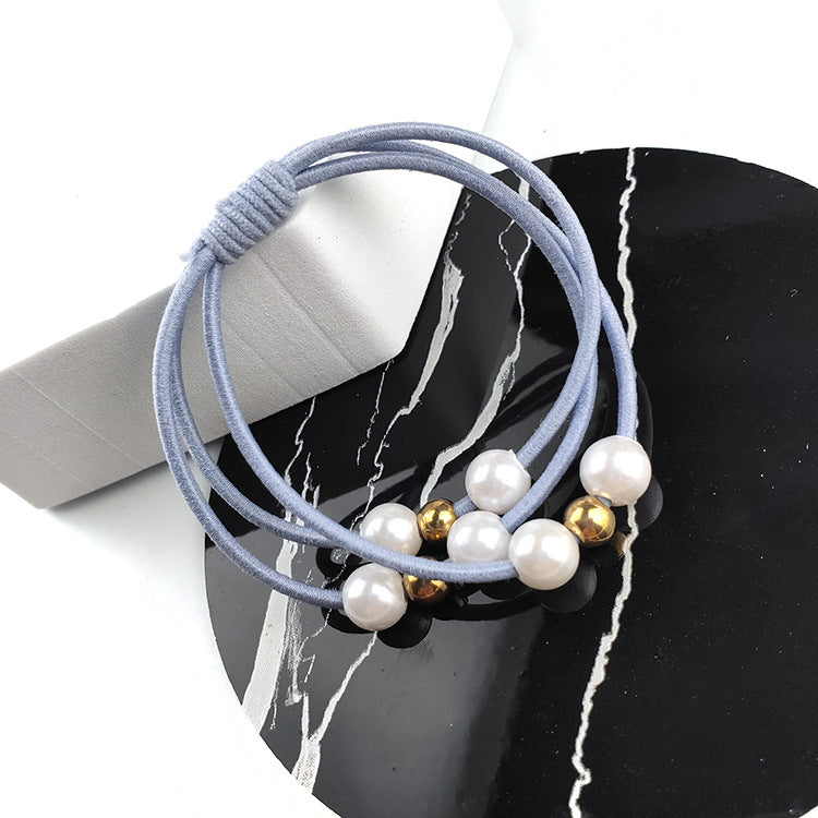 Korean Style Pearl Knotted Hair Band - High Elasticity Handmade Hair Rope