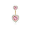 Heart Shape Rhinestone Inlay 316 Stainless Steel Belly Rings Set