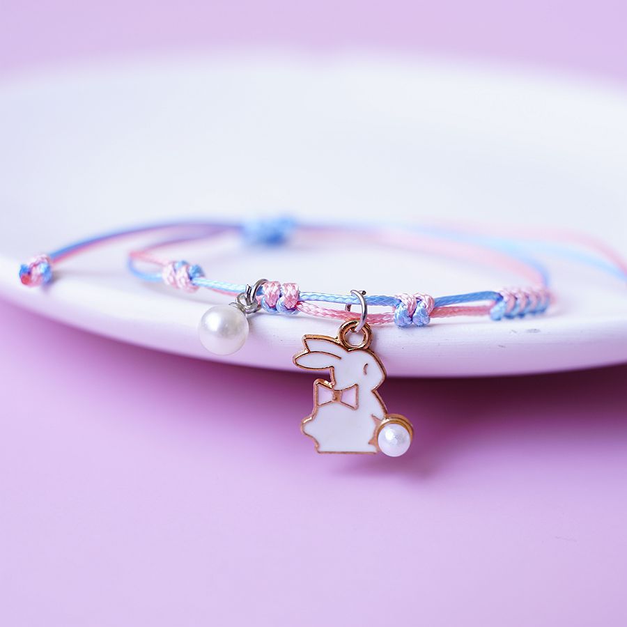 Cute Cartoon Rabbit Carrot Alloy Beaded Friendship Bracelets for Women