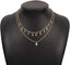 Classic Geometric Rhinestone Double Layer Pendant Necklace