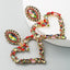 Red Heart Shaped Alloy Rhinestone Exaggerated Earrings Wholesale