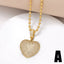 201 Stainless Steel 18K Gold Plated Heart Shape Zircon Pendant Necklace