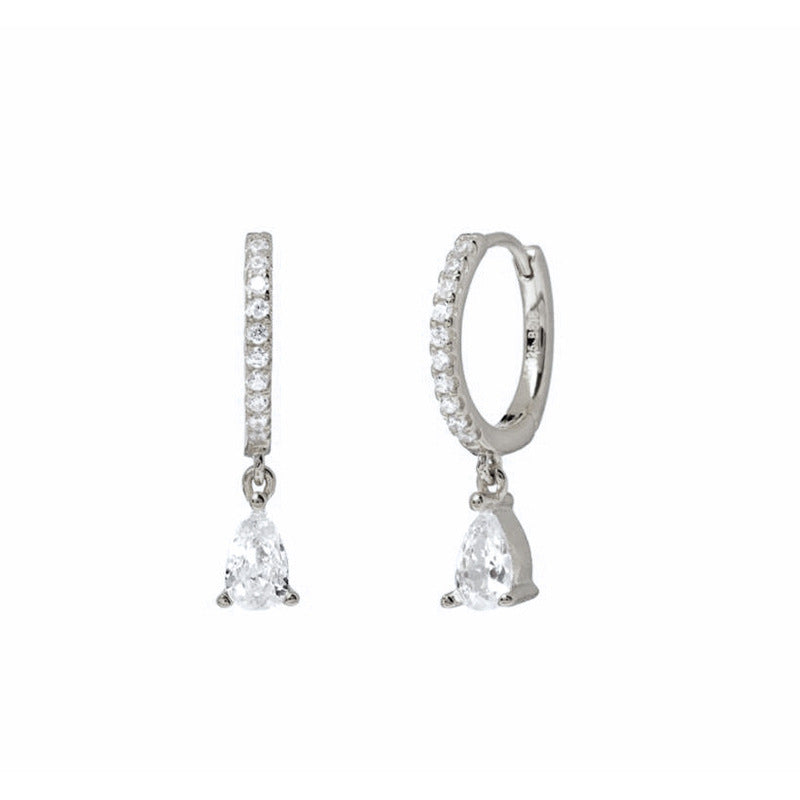 Geometric Zirconia Water Drop Circle Earrings