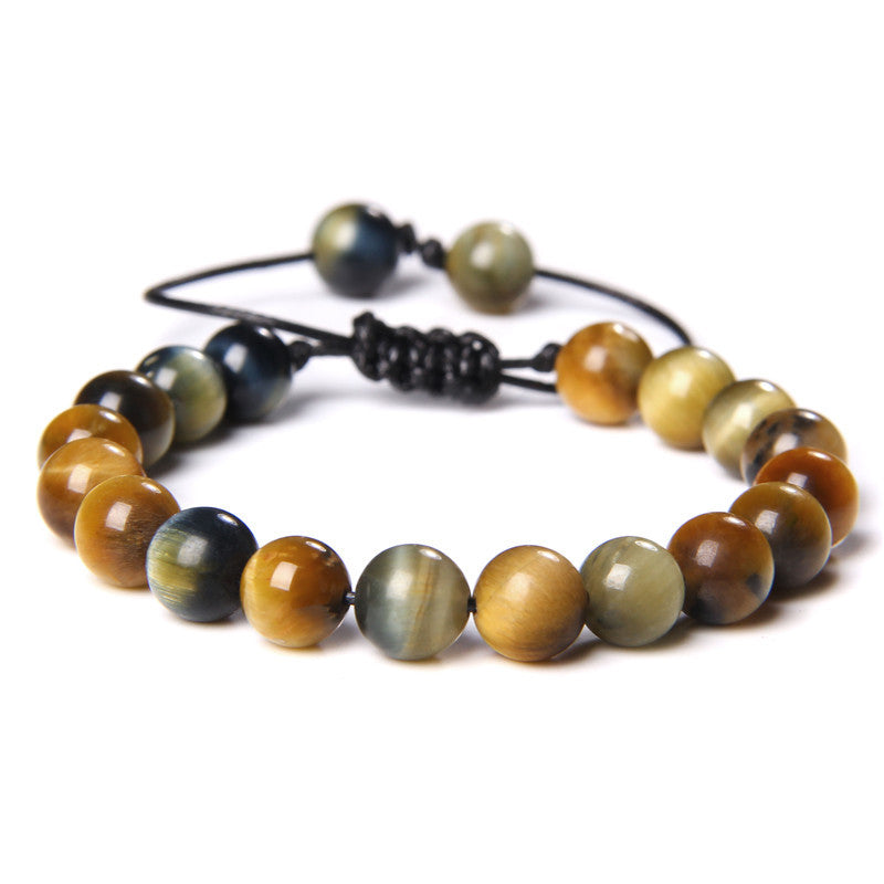 Ethnic Geometric Natural Stone Tiger Eye Beaded Adjustable Bracelet