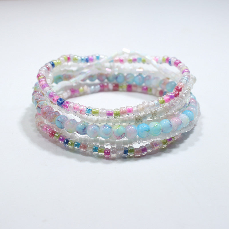 Bohemian Multi-layer Crystal Glass Beaded Bracelet for Women