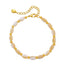 Vacation Geometric Pearl Copper Bracelet with Irregular Natural Pearl Design, 18k Gold Plated Fashion Jewelry