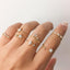 Simple Geometric Rhinestone Crescent Moon Ring Set - 9 Pieces