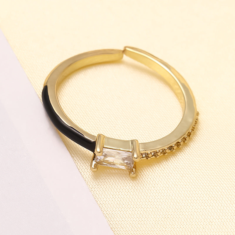 Simple Style 18K Gold Plated Zircon Open Ring