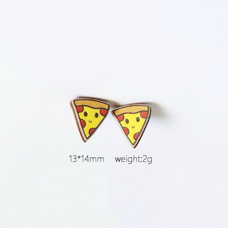 1 Pair Simple Style Food & Letter Wood Print Women's Stud Earrings