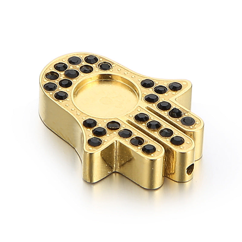 Stainless Steel Micro-Inlaid Zircon Palm-Shaped Jewelry Pendant Accessories