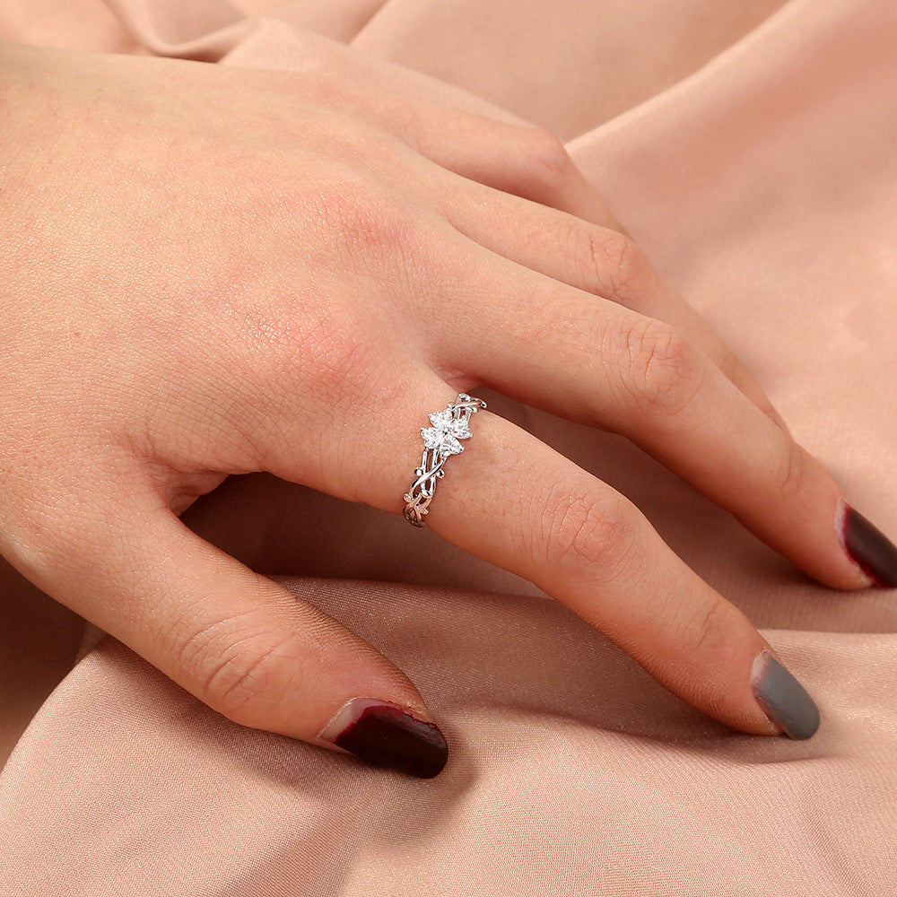 Simple Copper-Nickel Butterfly Zircon Chain Ring