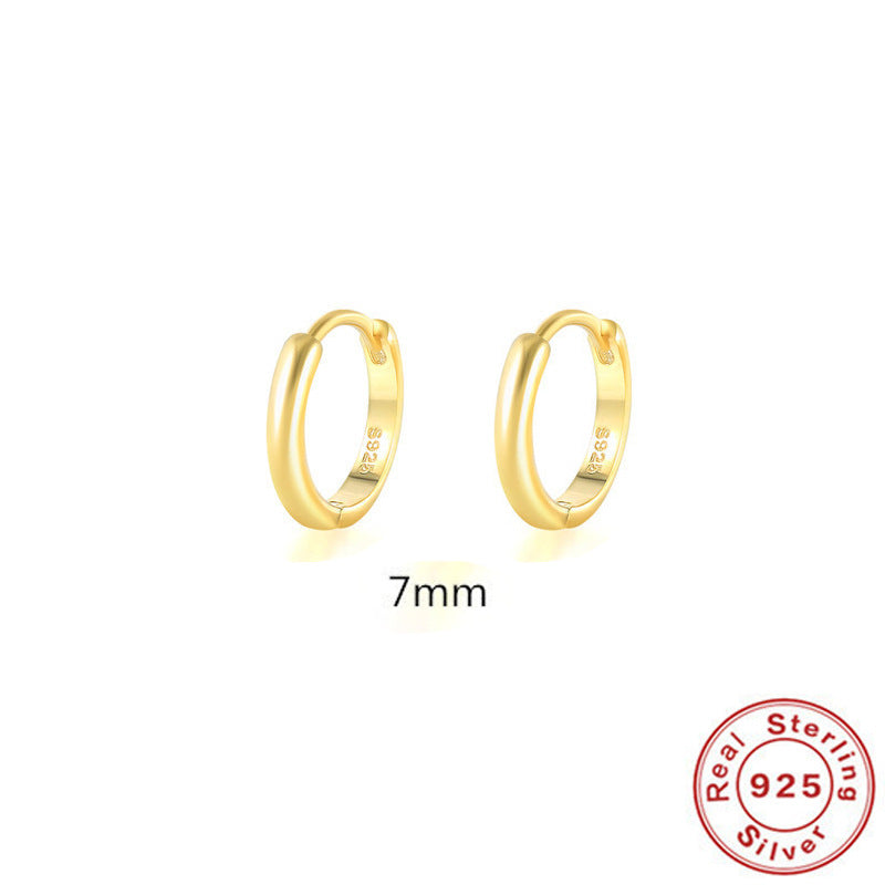 S925 Sterling Silver Minimalist Geometric Ear Clip Hoop Earrings