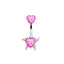 Elegant Heart-Shaped Butterfly Belly Button Ring with Rhinestones and Opal in White Gold Plated Stainless Steel