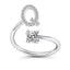 Fashion Adjustable Silver Zircon Letter Ring