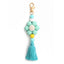 Pastoral Color Block Beaded Silicone Tassel Keychain for Women