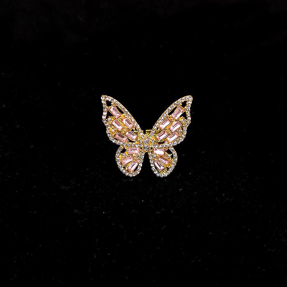 Fashion Rhinestone Butterfly Adjustable Women's Ring