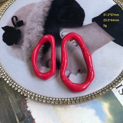 1 Pair Vintage Style Classic Style Colorful Oval Resin Ear Studs