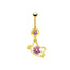 Elegant Cute Cat & Rabbit Zircon Navel Ring - Stainless Steel & Gold Plated Piercing Jewelry